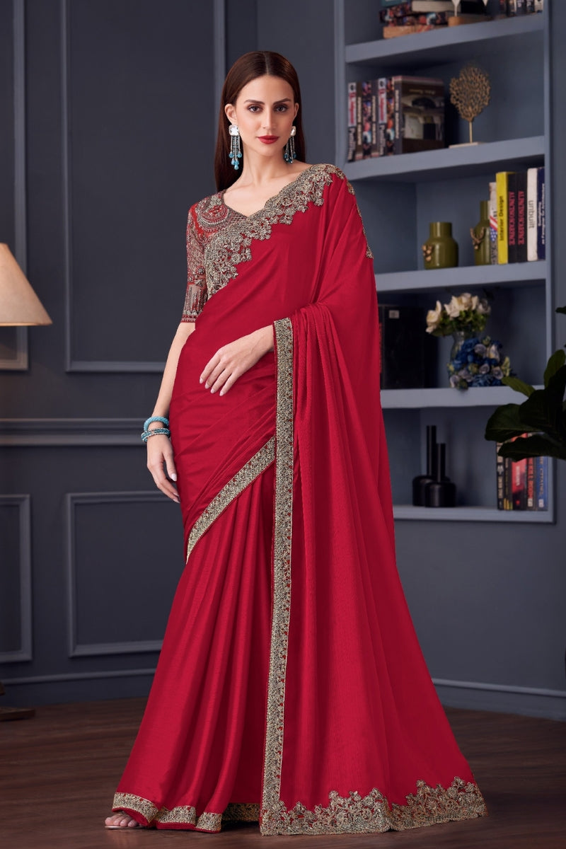 Opium Chiffon Silk Saree Ensemble with Silk Blouse