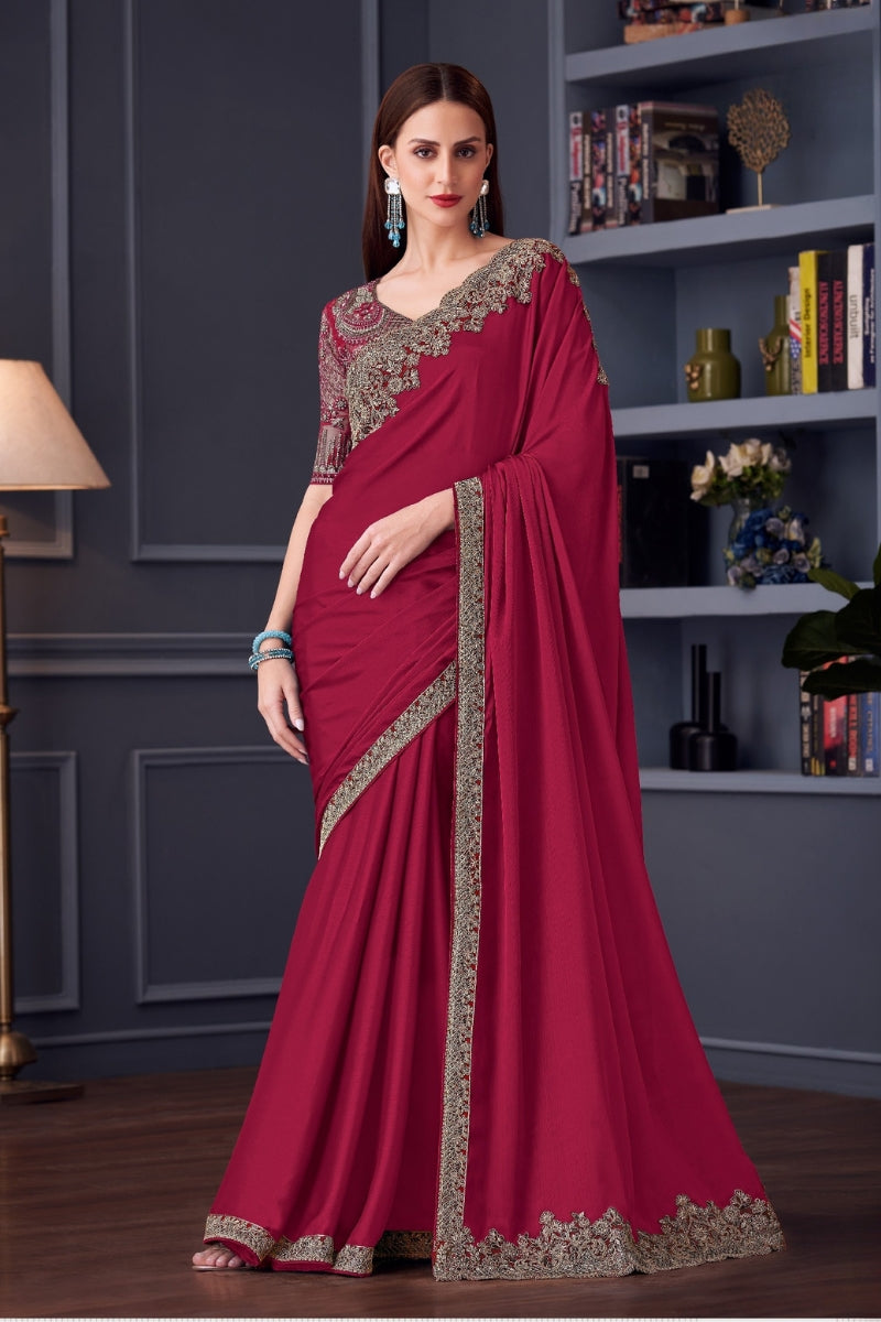 Opium Chiffon Silk Saree Ensemble with Silk Blouse