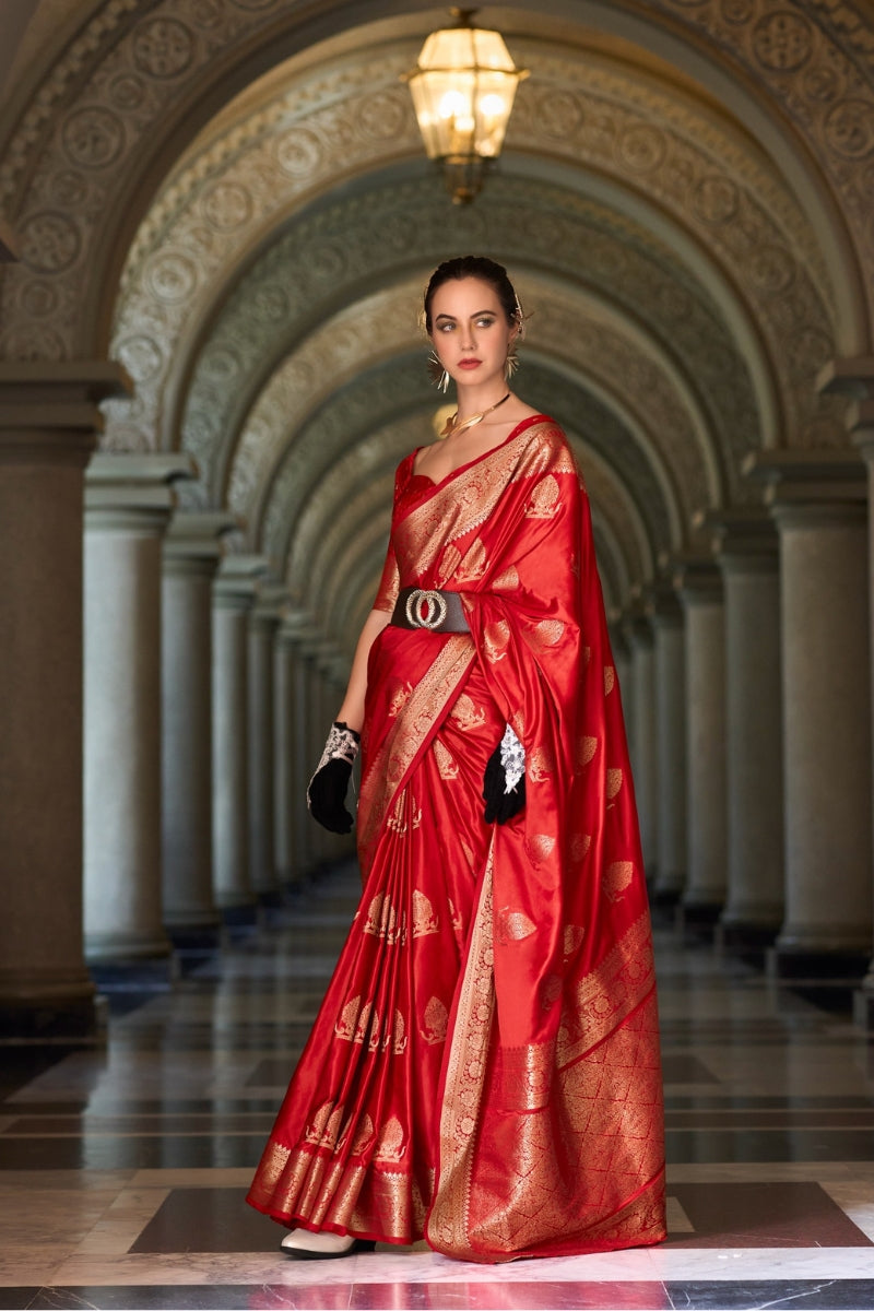 Premium Satin Munga Silk Saree Elegant & Luxurious Drape