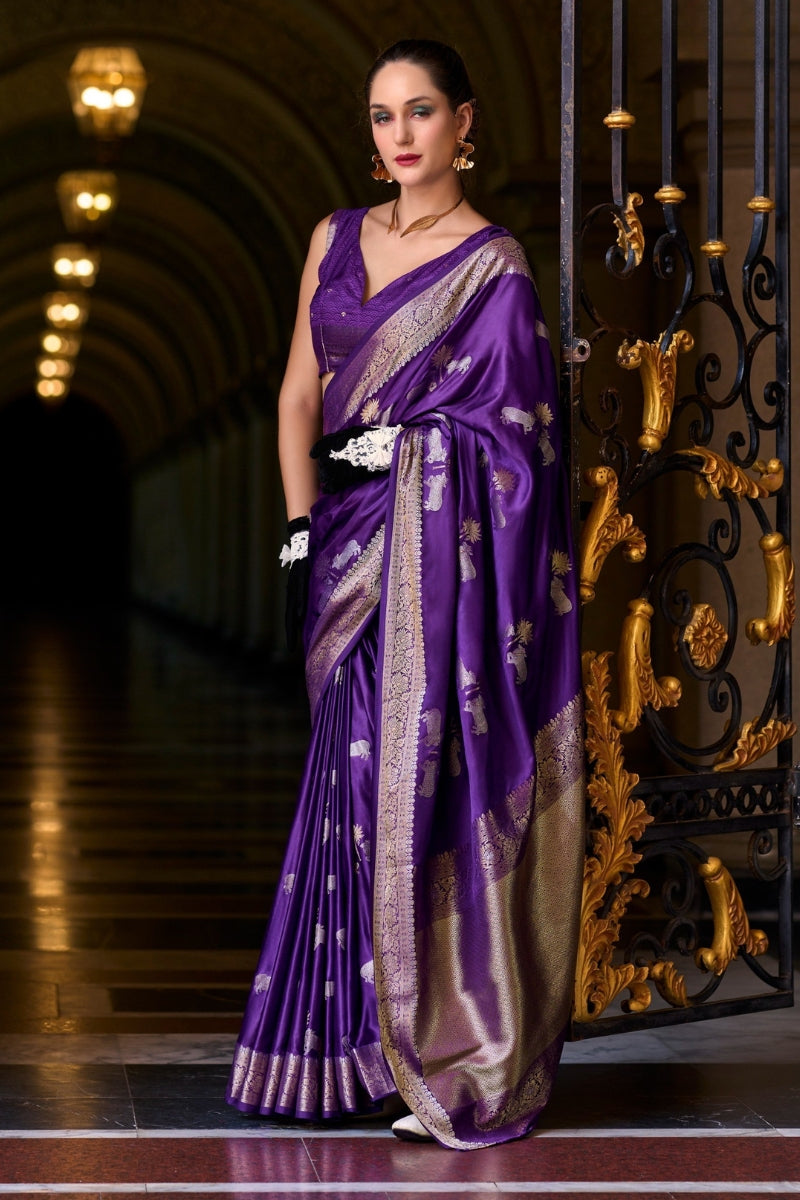 Premium Satin Munga Silk Saree Elegant & Luxurious Drape
