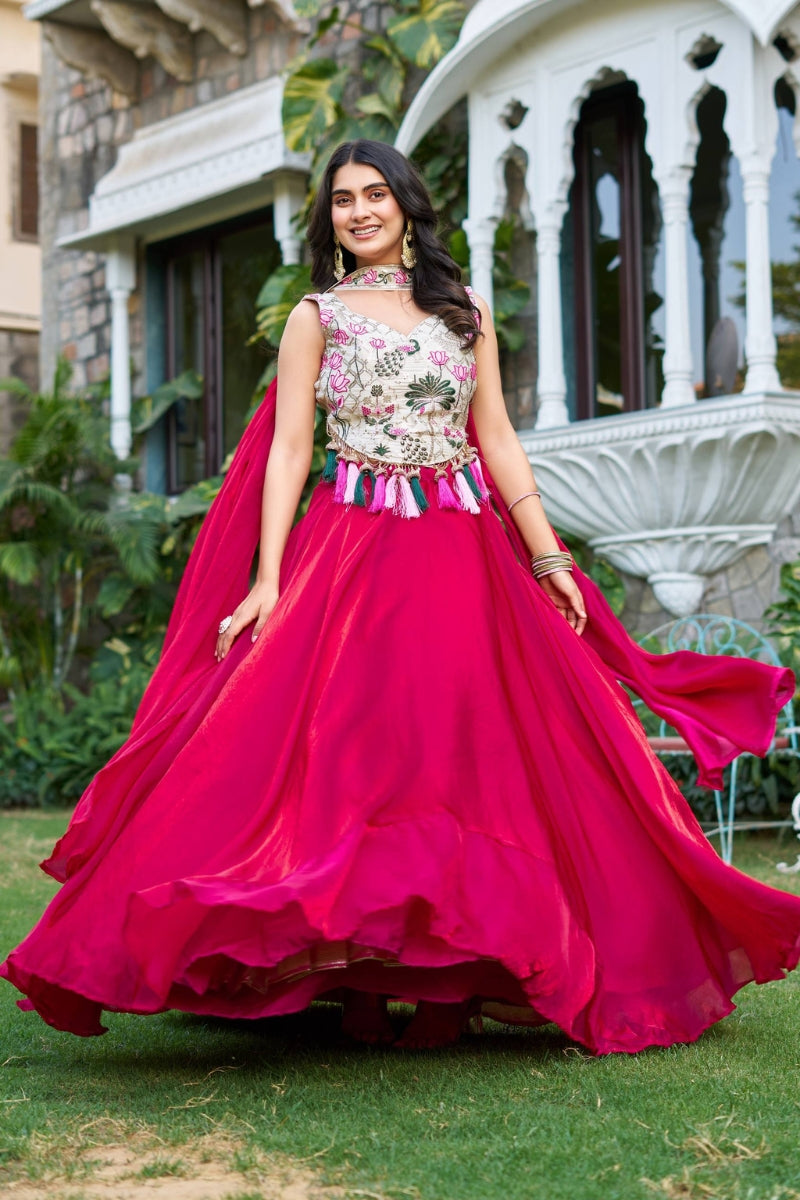 Pure Fendy & Tissue Silk Lehenga Set with 9-Meter Flair