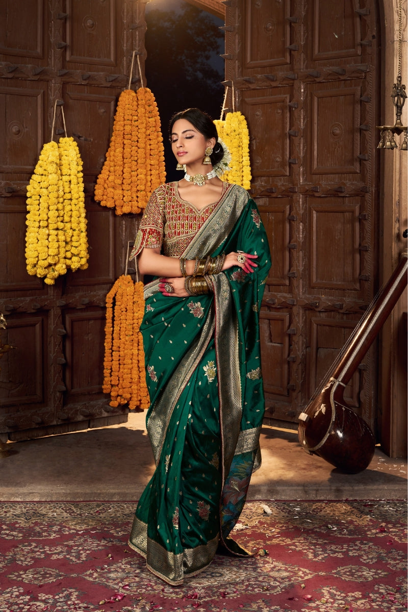 Pure Silk Saree with Luxe Lace Border, Embroidered