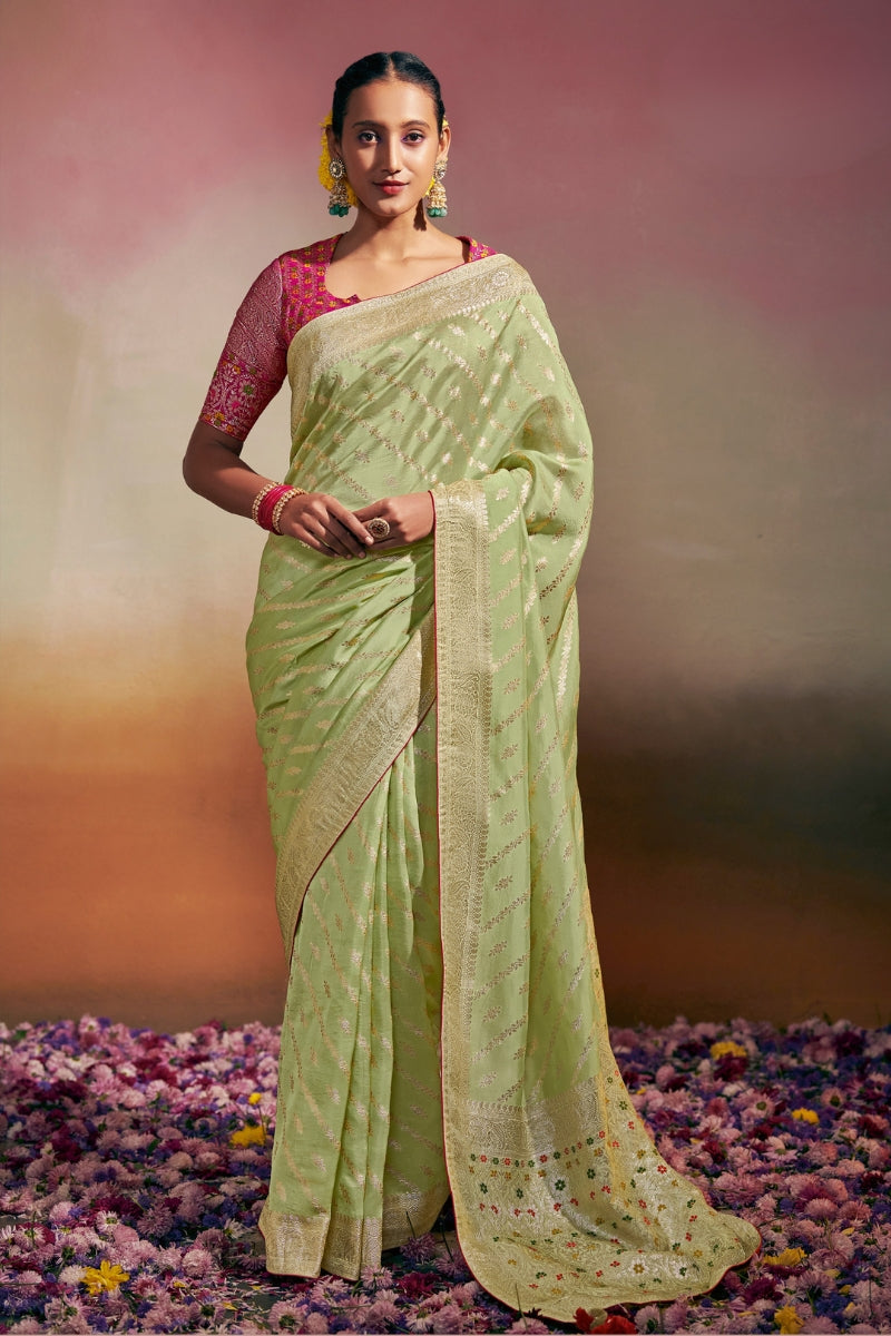 Pure Viscose Dola Silk Saree with Designer Meenakari Pallu