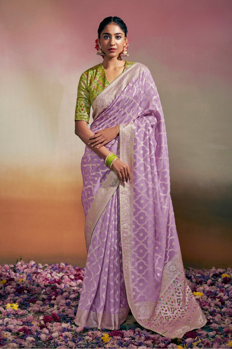 Pure Viscose Dola Silk Saree with Designer Meenakari Pallu