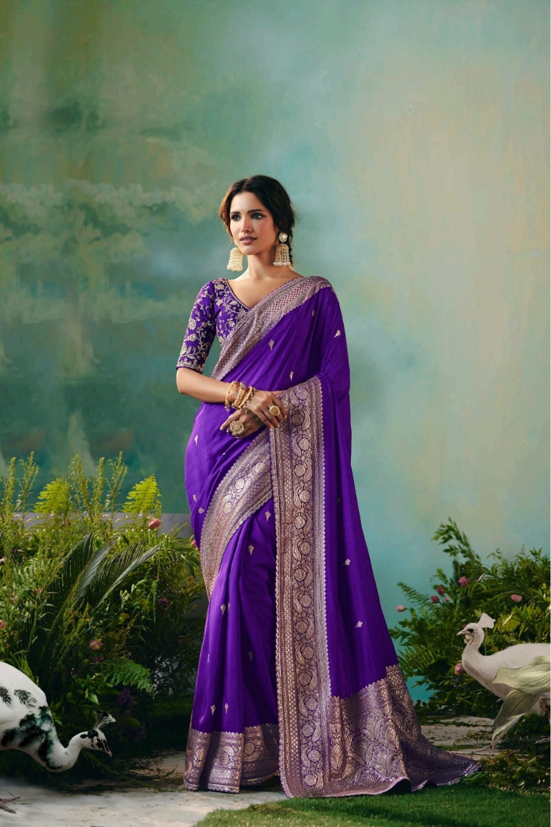 Pure Dola Silk Saree with Zari Weaving and Embroidered Blouse