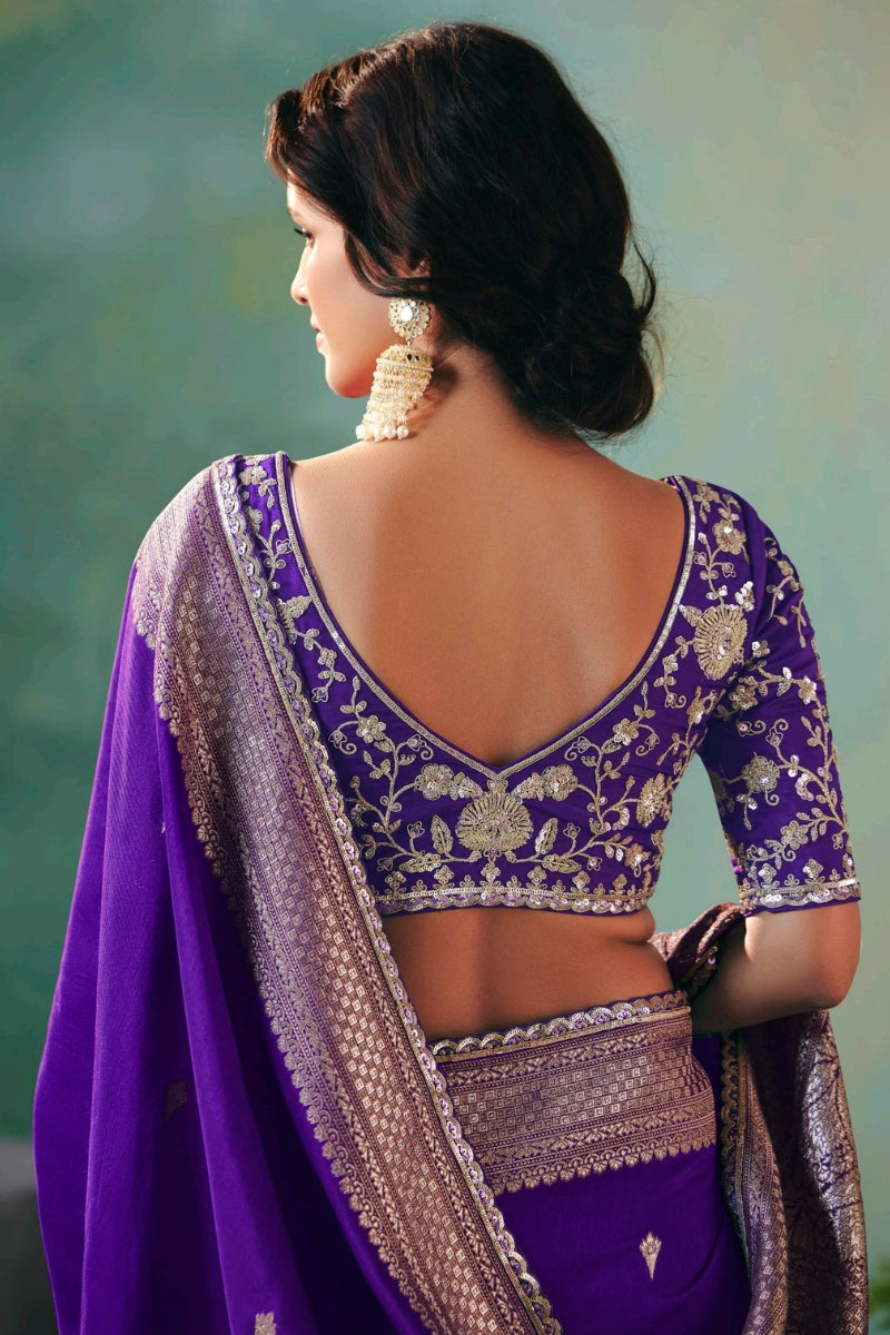 Pure Dola Silk Saree with Zari Weaving and Embroidered Blouse