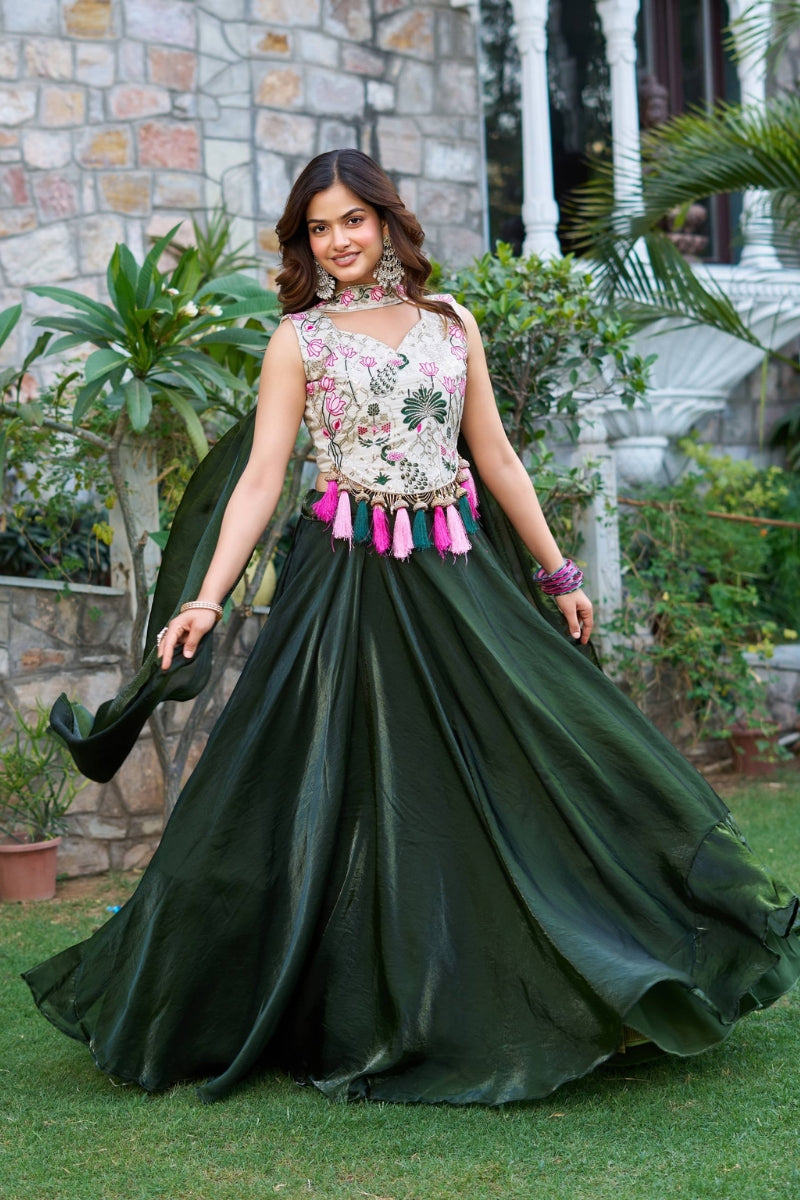 Pure Fendy & Tissue Silk Lehenga Set with 9-Meter Flair