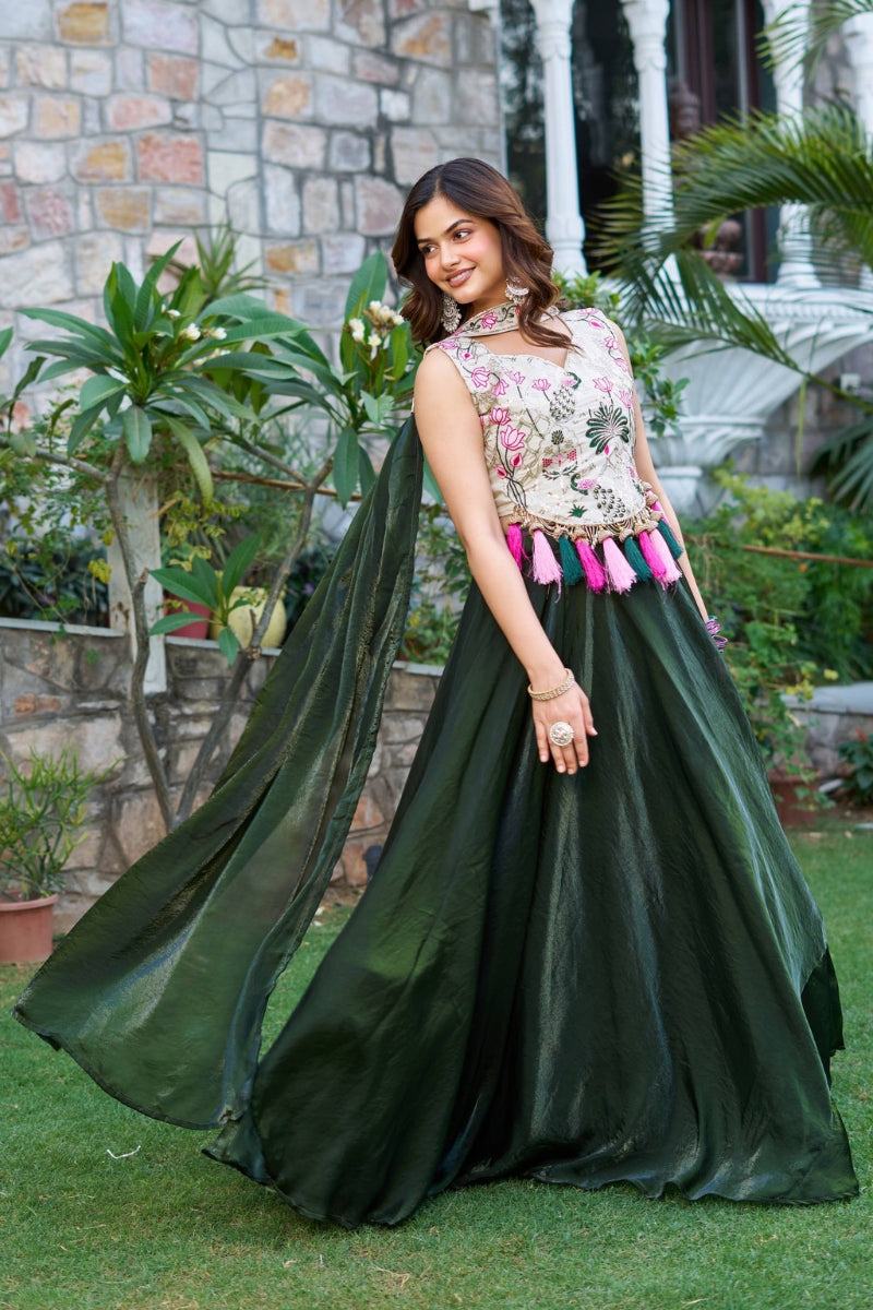 Pure Fendy & Tissue Silk Lehenga Set with 9-Meter Flair