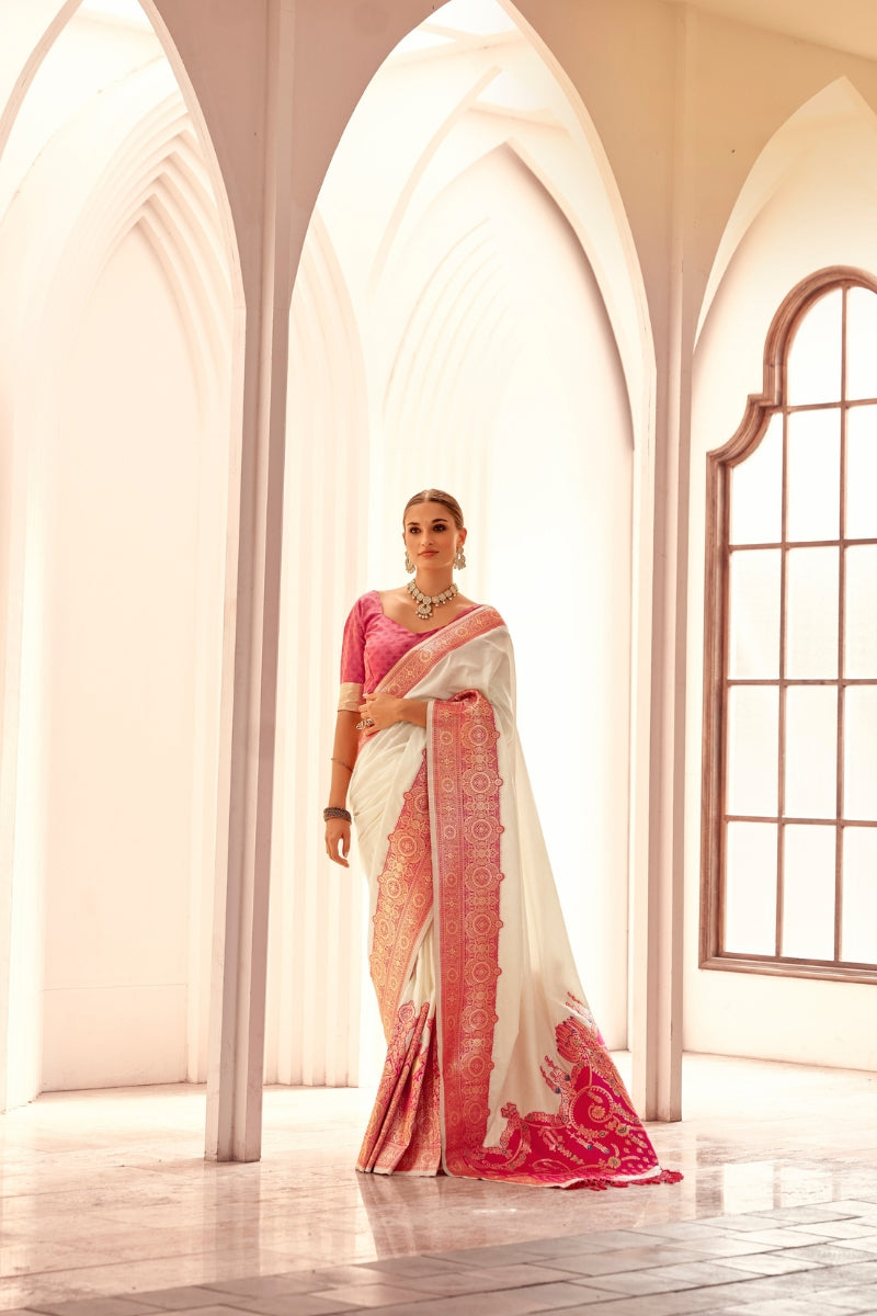 Pure Silk Saree with Intricate Woven Work.