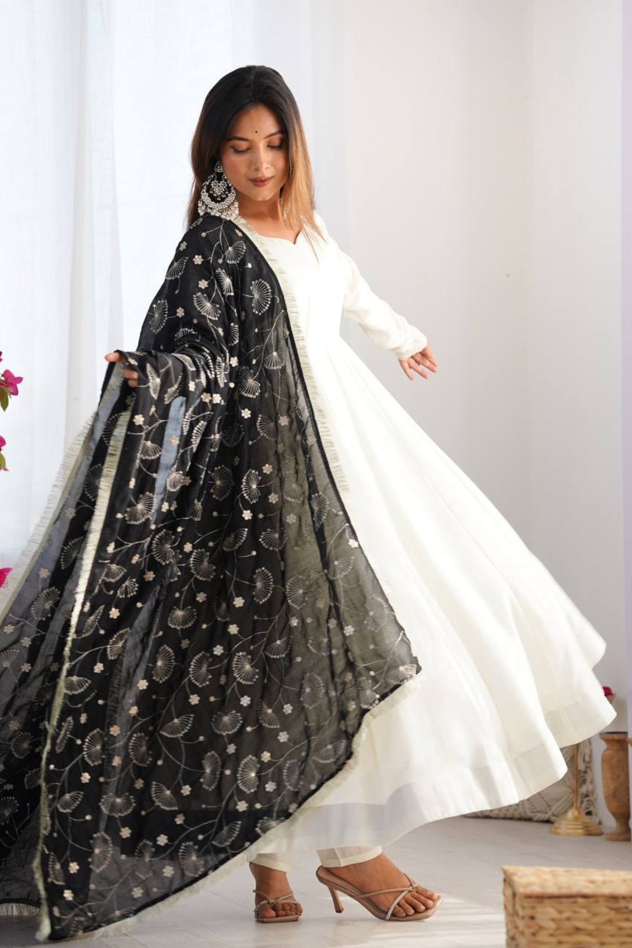 Pure Vichitra Silk Anarkali Suit with Dupatta &  Pants