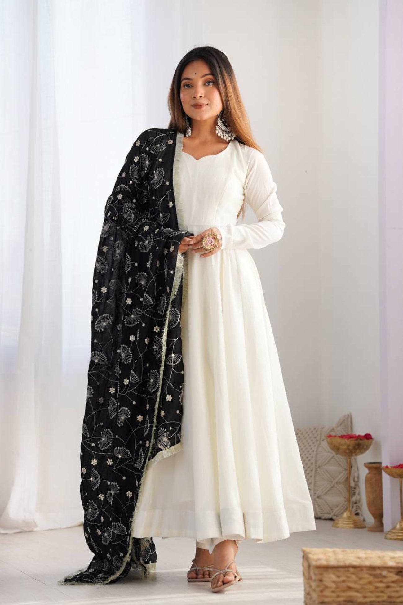 Pure Vichitra Silk Anarkali Suit with Dupatta &  Pants