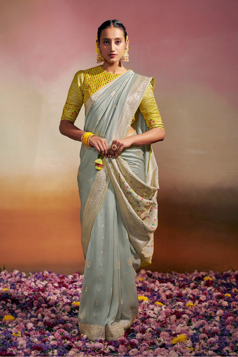 Pure Viscose Dola Silk Saree with Designer Meenakari Pallu