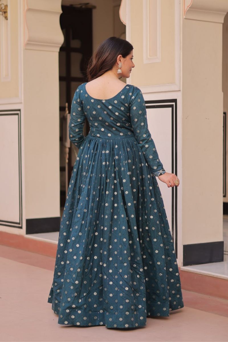 Rama Elegant Position Print Choli with Staple Jacquard Weaving Gown