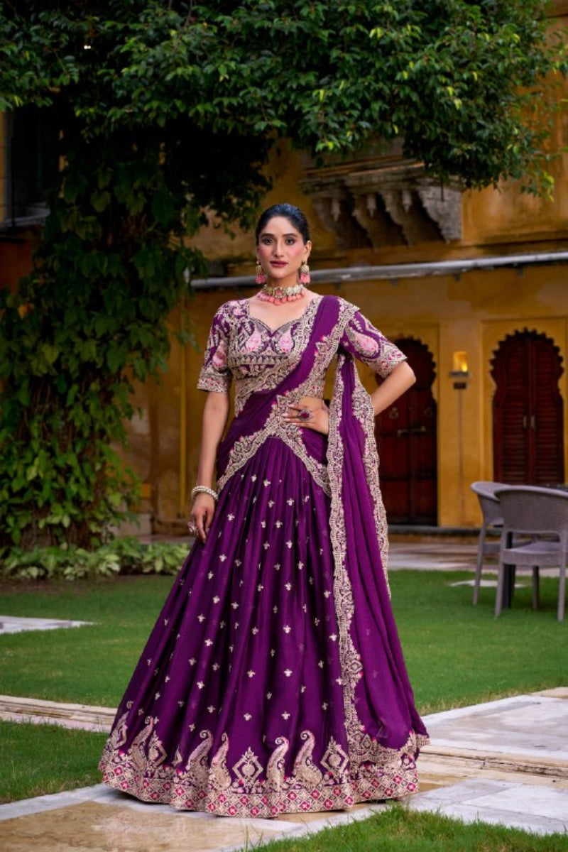 Rangoli Crush Embroidered Lehenga Choli with Sequins Work