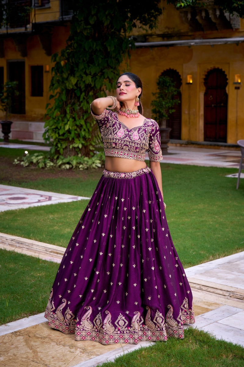 Rangoli Crush Embroidered Lehenga Choli with Sequins Work