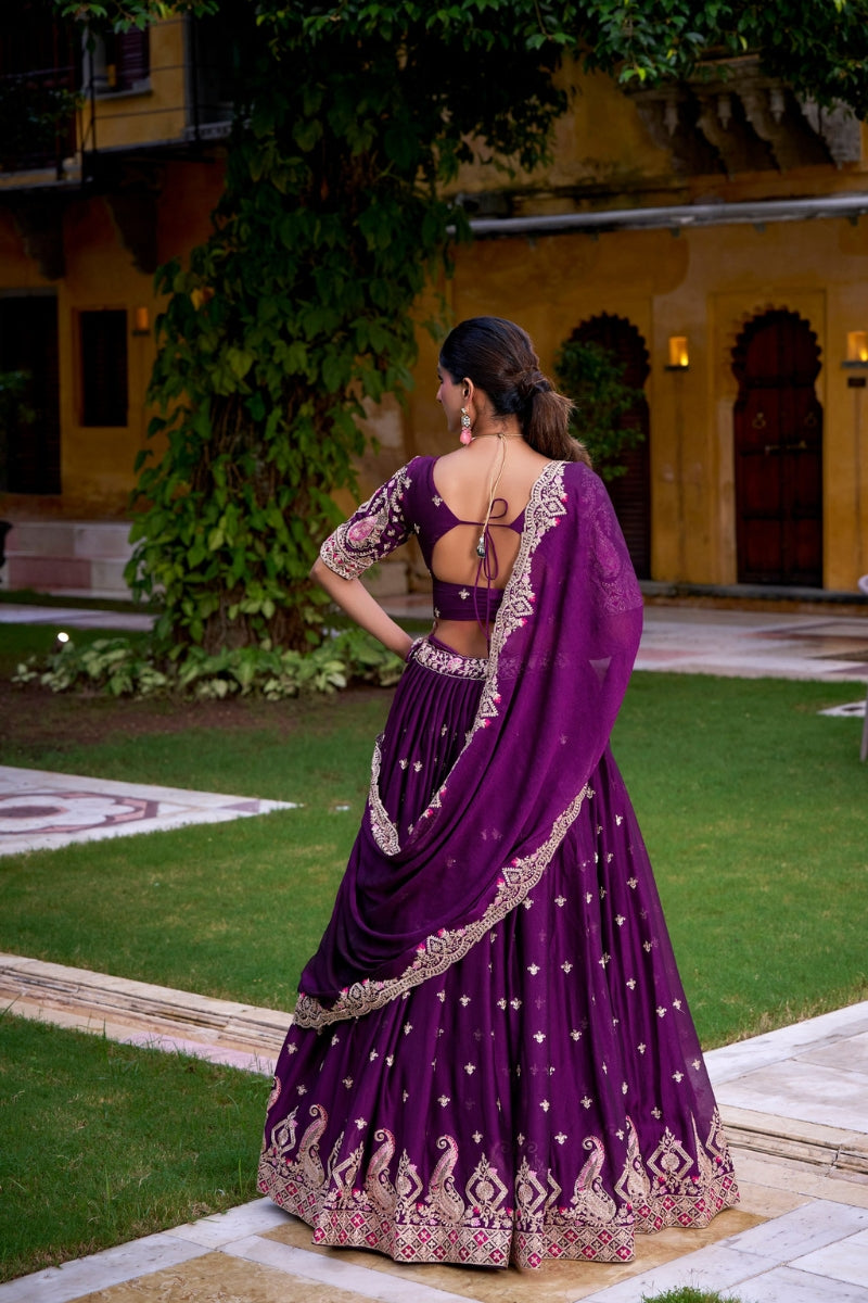 Rangoli Crush Embroidered Lehenga Choli with Sequins Work