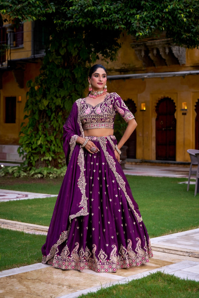Rangoli Crush Embroidered Lehenga Choli with Sequins Work