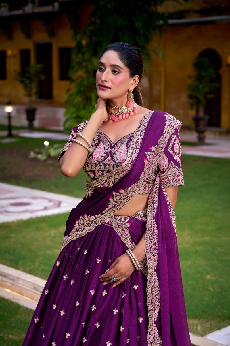 Rangoli Crush Embroidered Lehenga Choli with Sequins Work