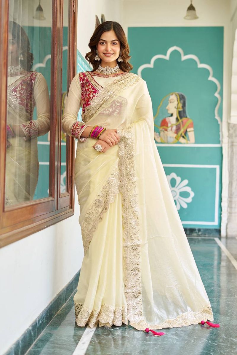 Rani Designer Pure Fendy Saree with Intricate Pitha & Gota Patti Work