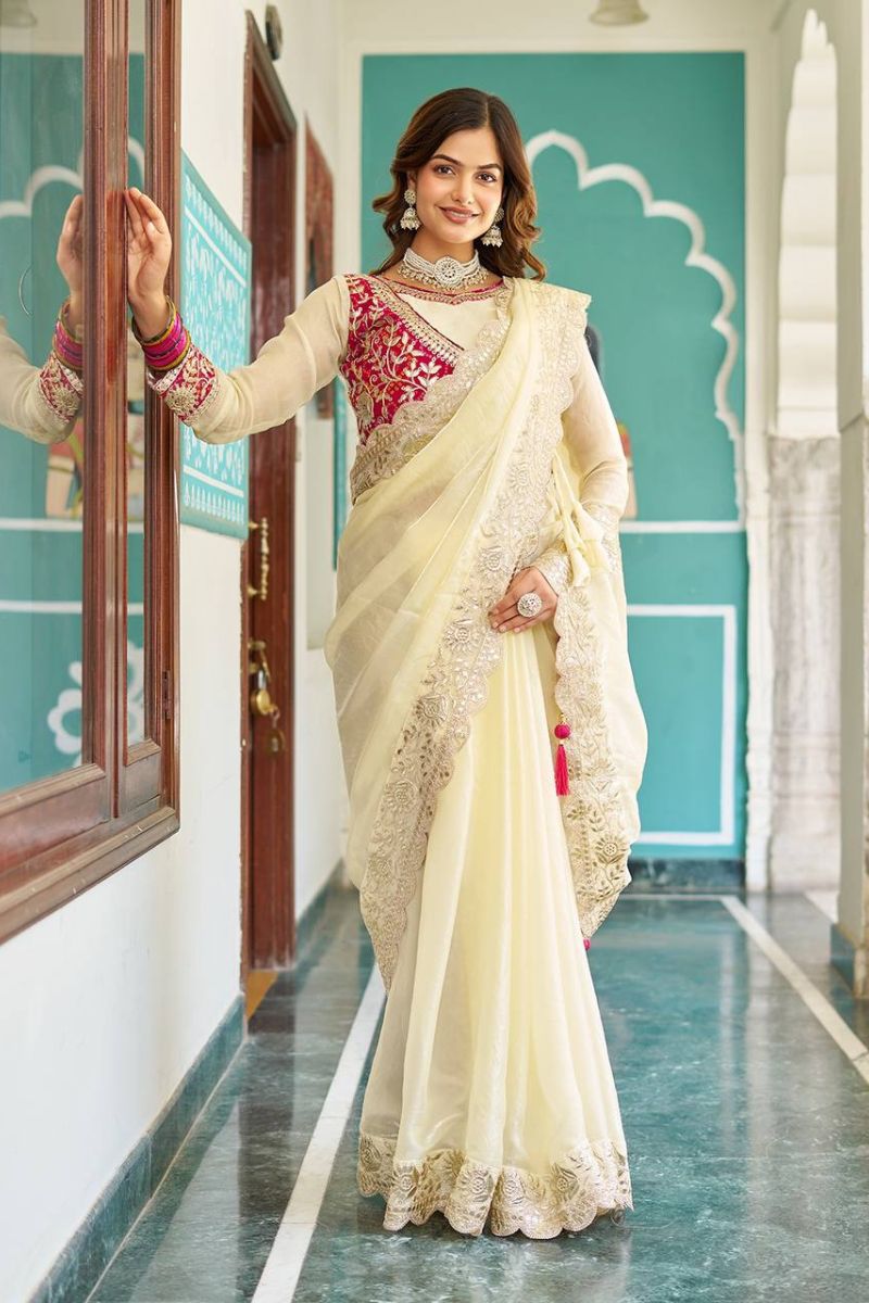Rani Designer Pure Fendy Saree with Intricate Pitha & Gota Patti Work