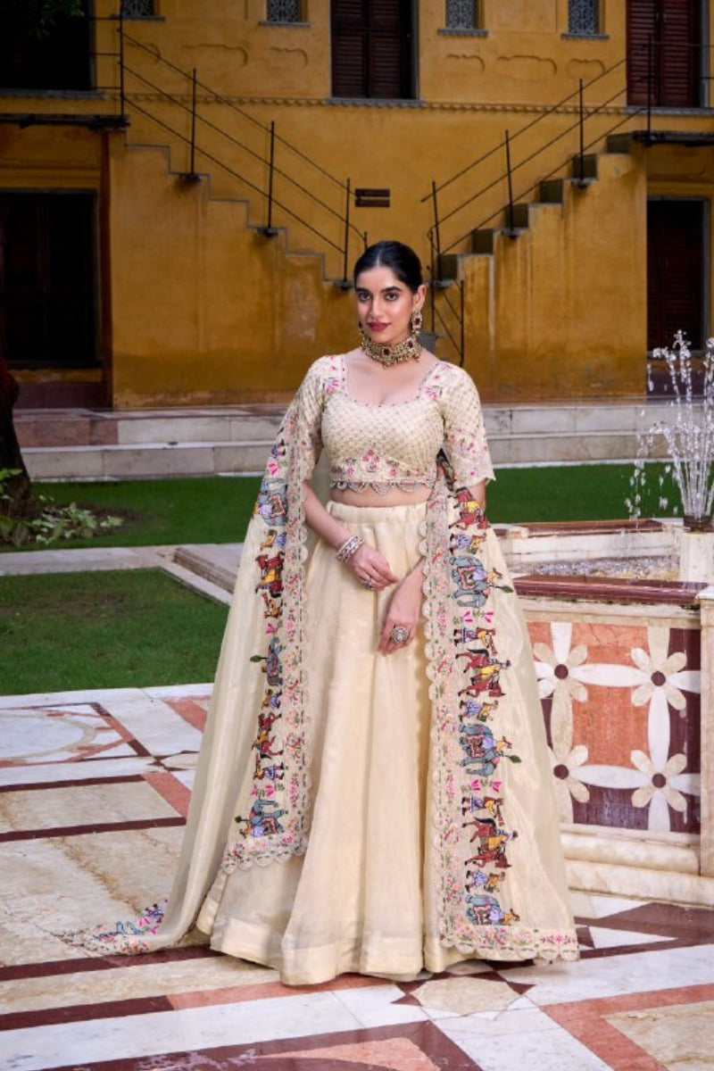 Raspberry Embroidered Lehenga Choli with Sequin & Thread Work Dupatta