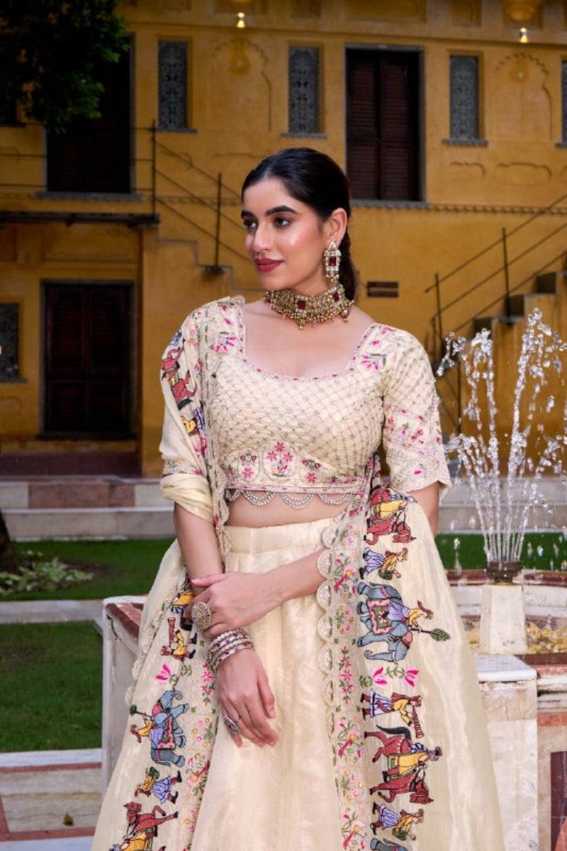 Raspberry Embroidered Lehenga Choli with Sequin & Thread Work Dupatta