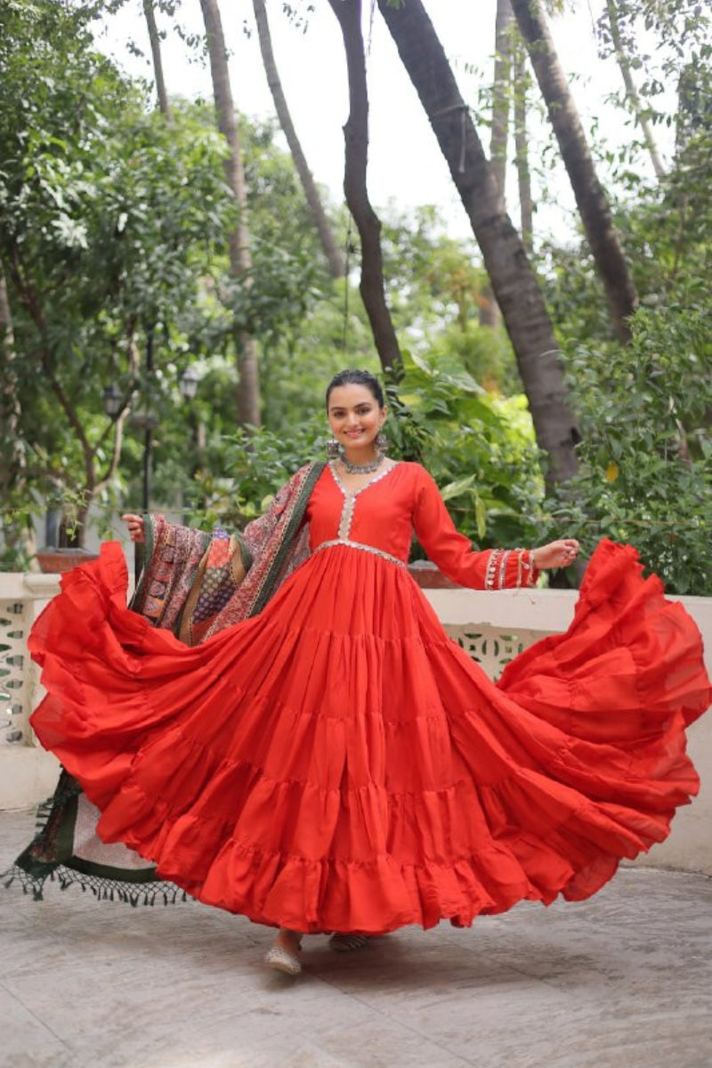 Roman Gown with Mirror Lace & Dupatta with Dori Jal Lace