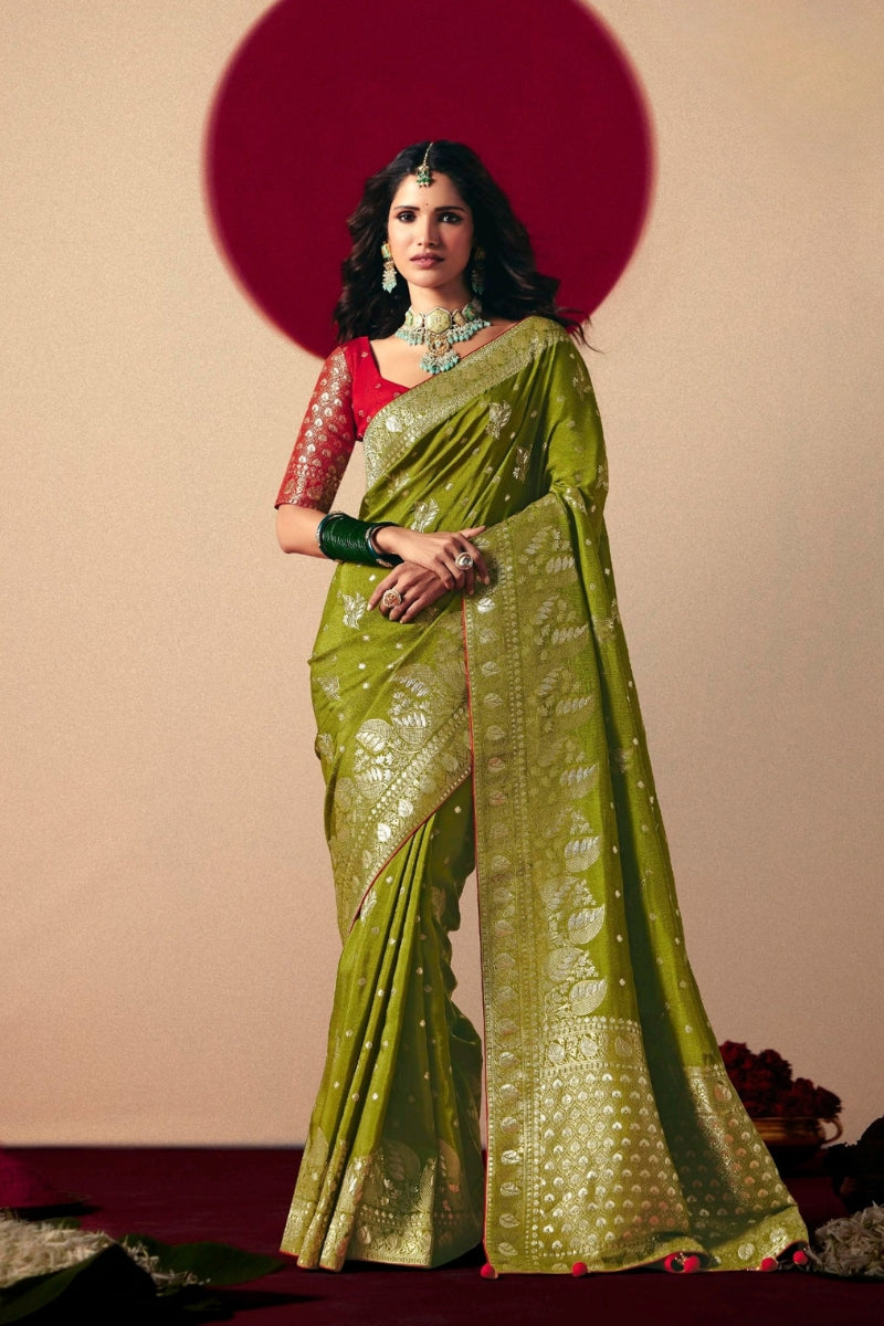 Viscose Dola Silk Saree with Rich Zari Weaving & Designer Tassels