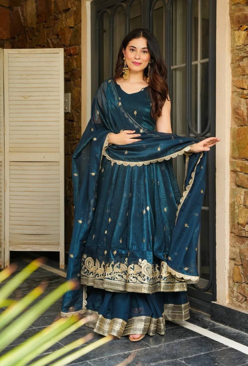 Elegant Sequence Work Top, Bottom & Dupatta