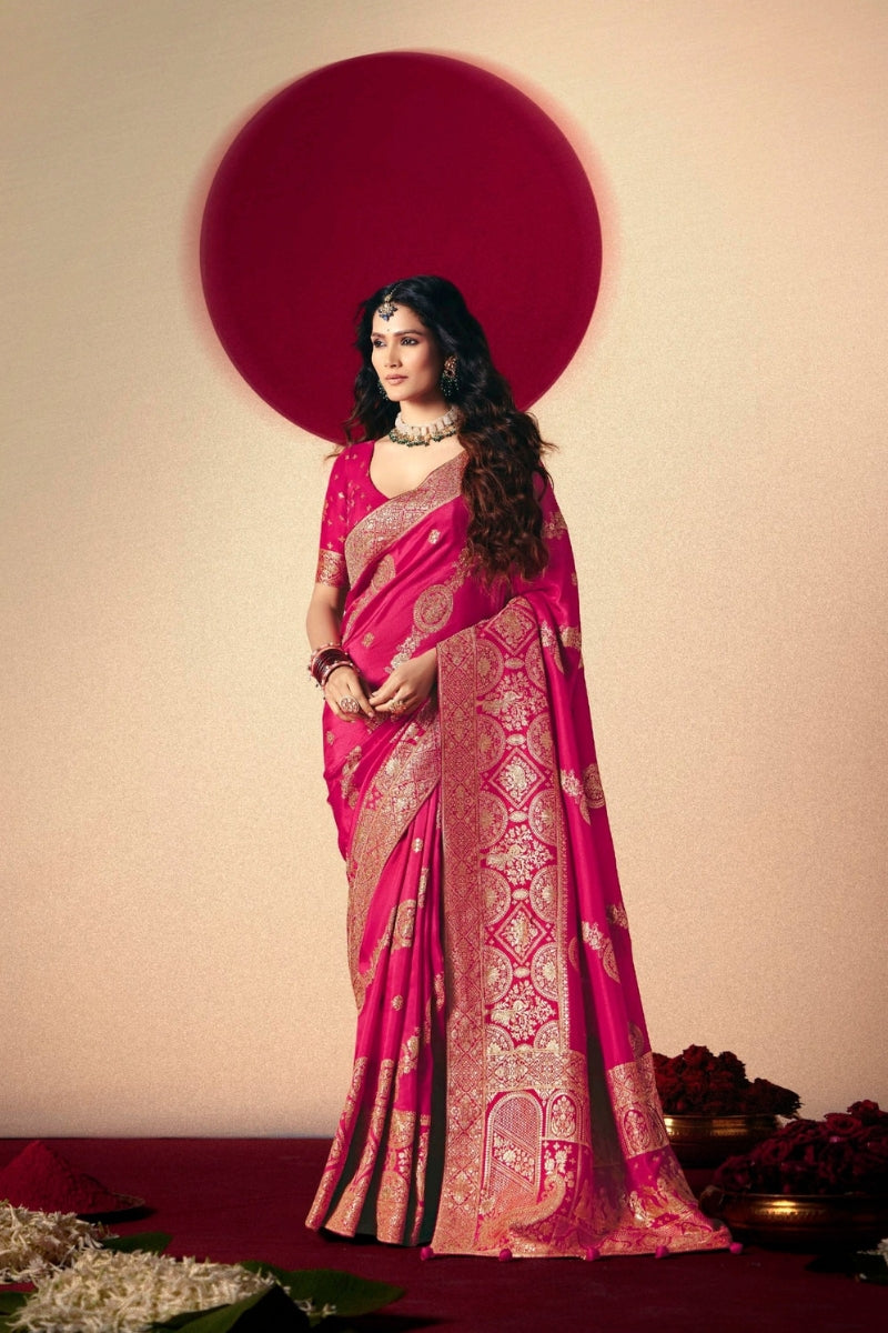 Viscose Dola Silk Saree with Rich Zari Weaving & Designer Tassels