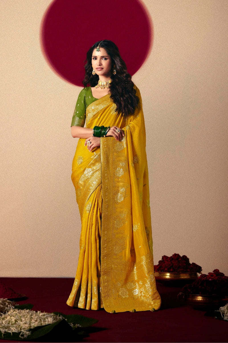 Viscose Dola Silk Saree with Rich Zari Weaving & Designer Tassels