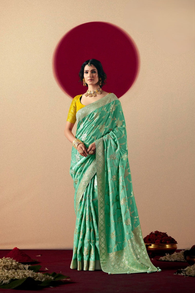 Viscose Dola Silk Saree with Rich Zari Weaving & Designer Tassels