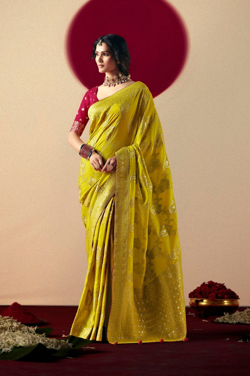 Viscose Dola Silk Saree with Rich Zari Weaving & Designer Tassels
