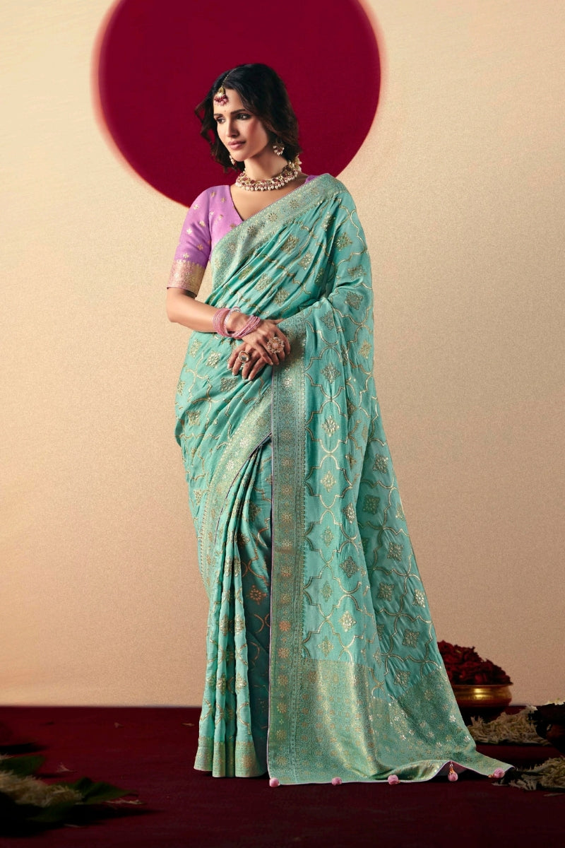 Viscose Dola Silk Saree with Rich Zari Weaving & Designer Tassels