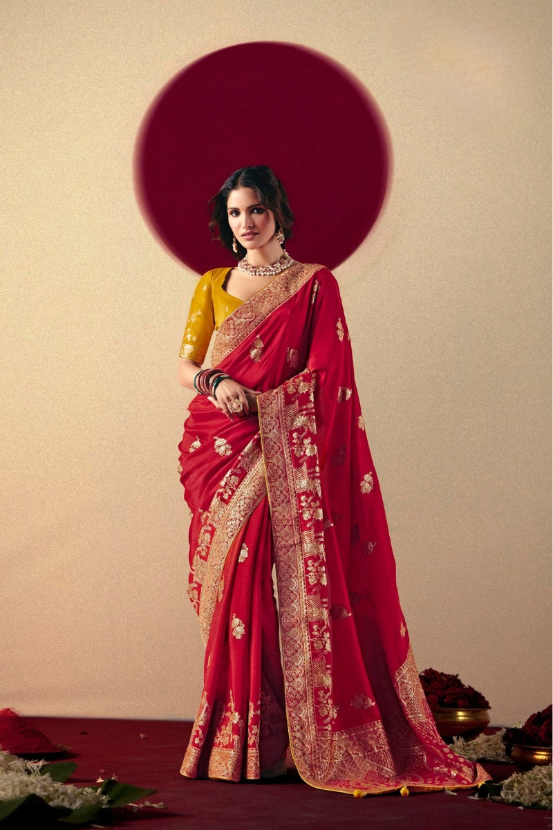 Viscose Dola Silk Saree with Rich Zari Weaving & Designer Tassels