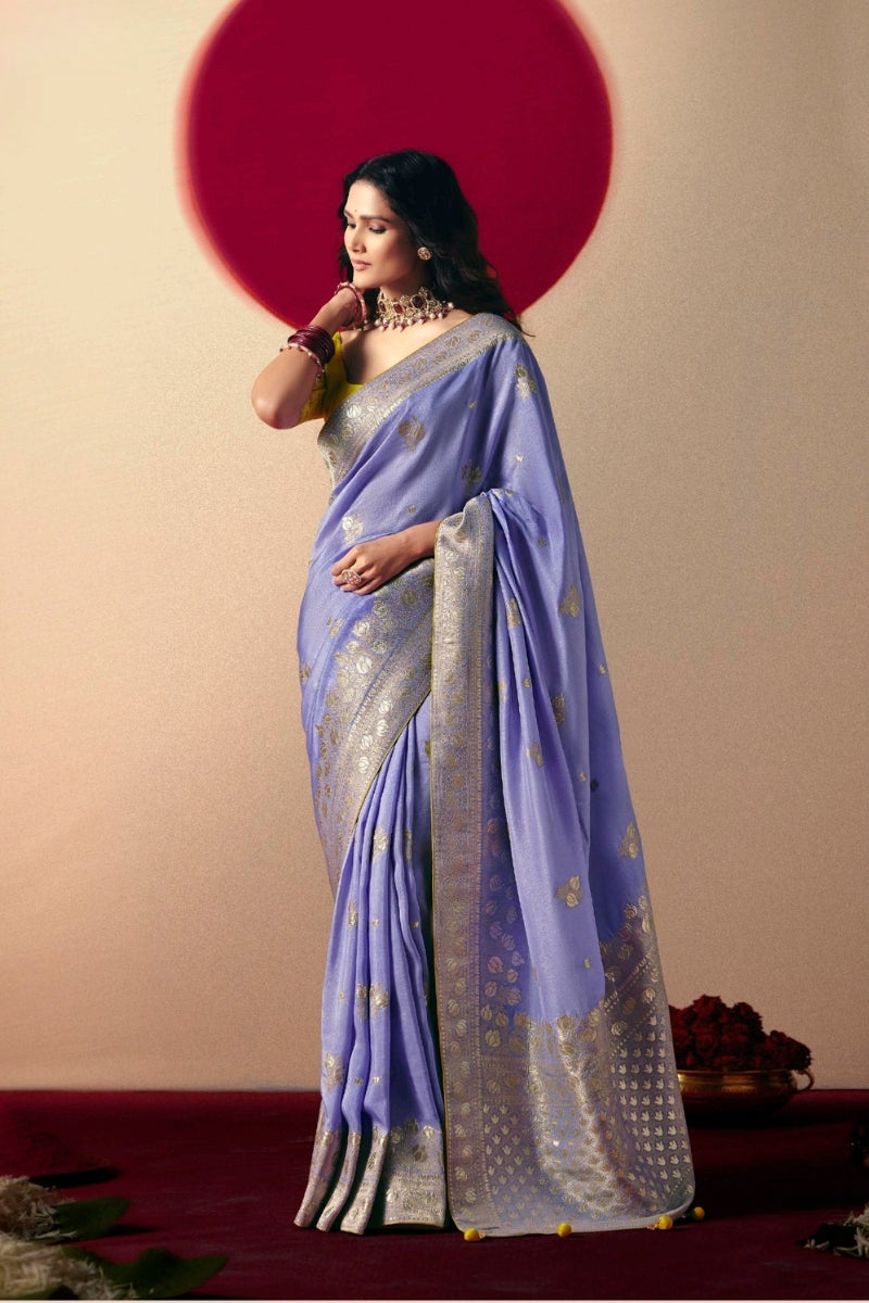Viscose Dola Silk Saree with Rich Zari Weaving & Designer Tassels
