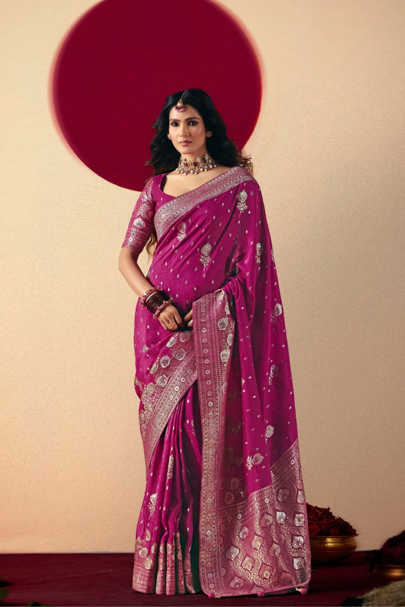Viscose Dola Silk Saree with Rich Zari Weaving & Designer Tassels