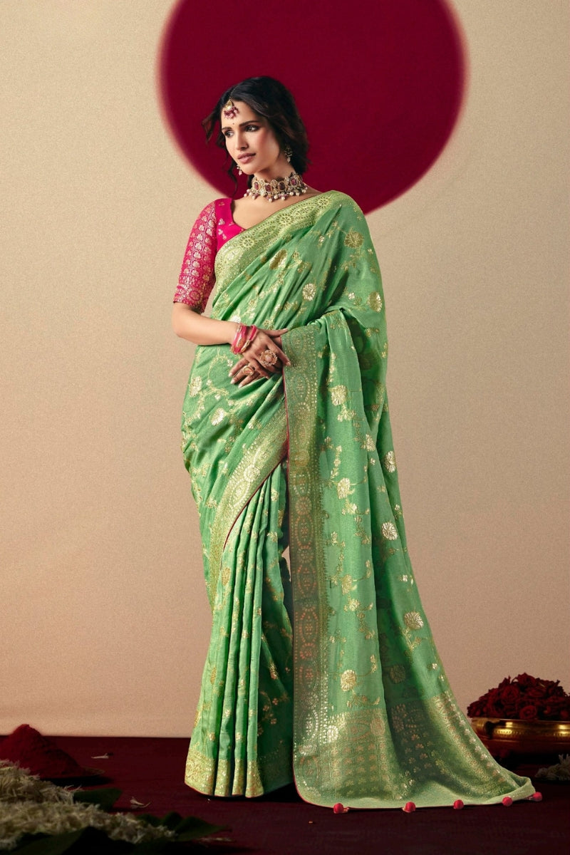 Viscose Dola Silk Saree with Rich Zari Weaving & Designer Tassels