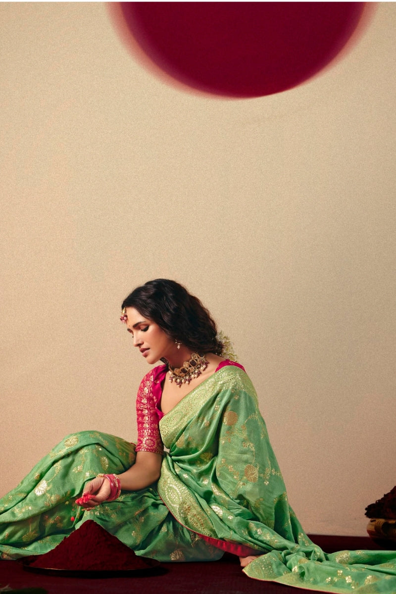 Viscose Dola Silk Saree with Rich Zari Weaving & Designer Tassels