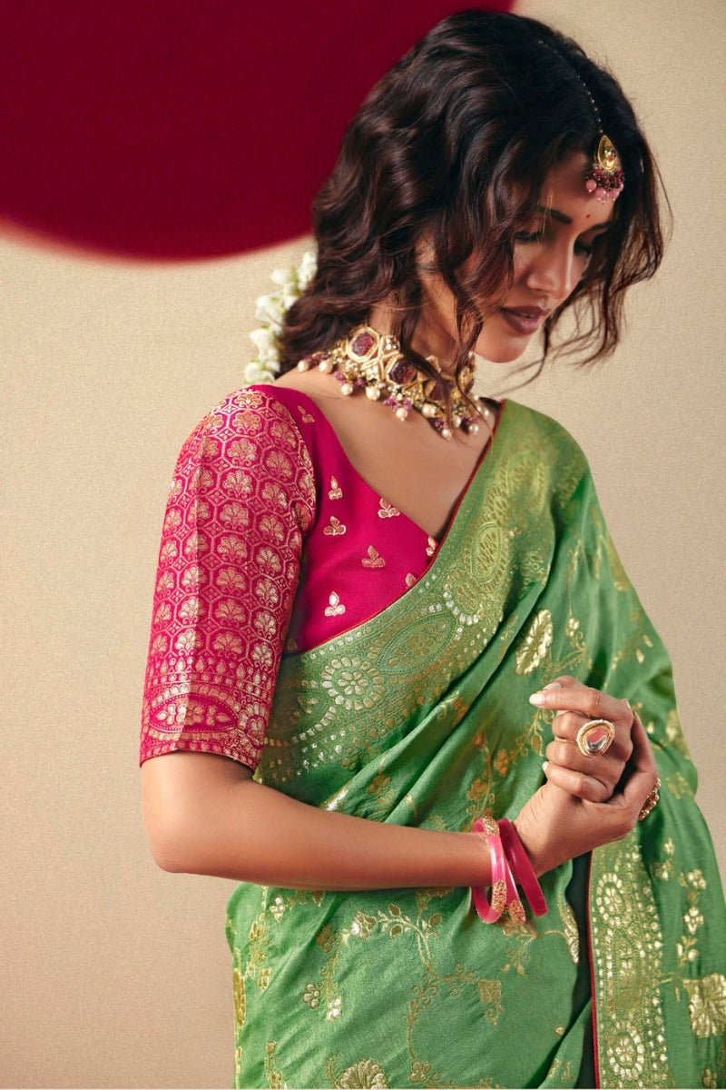 Viscose Dola Silk Saree with Rich Zari Weaving & Designer Tassels