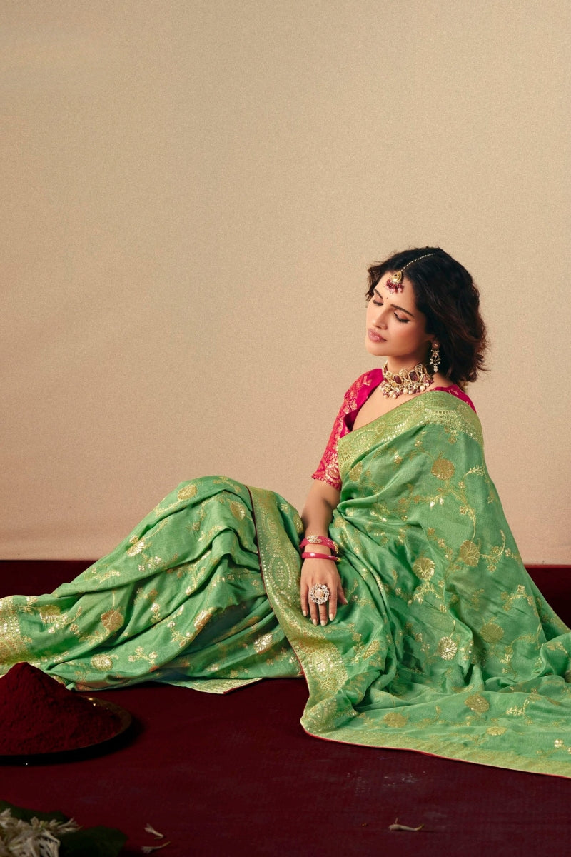 Viscose Dola Silk Saree with Rich Zari Weaving & Designer Tassels