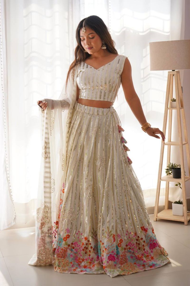 Semi-Stitched Party Wear Lehenga for Women