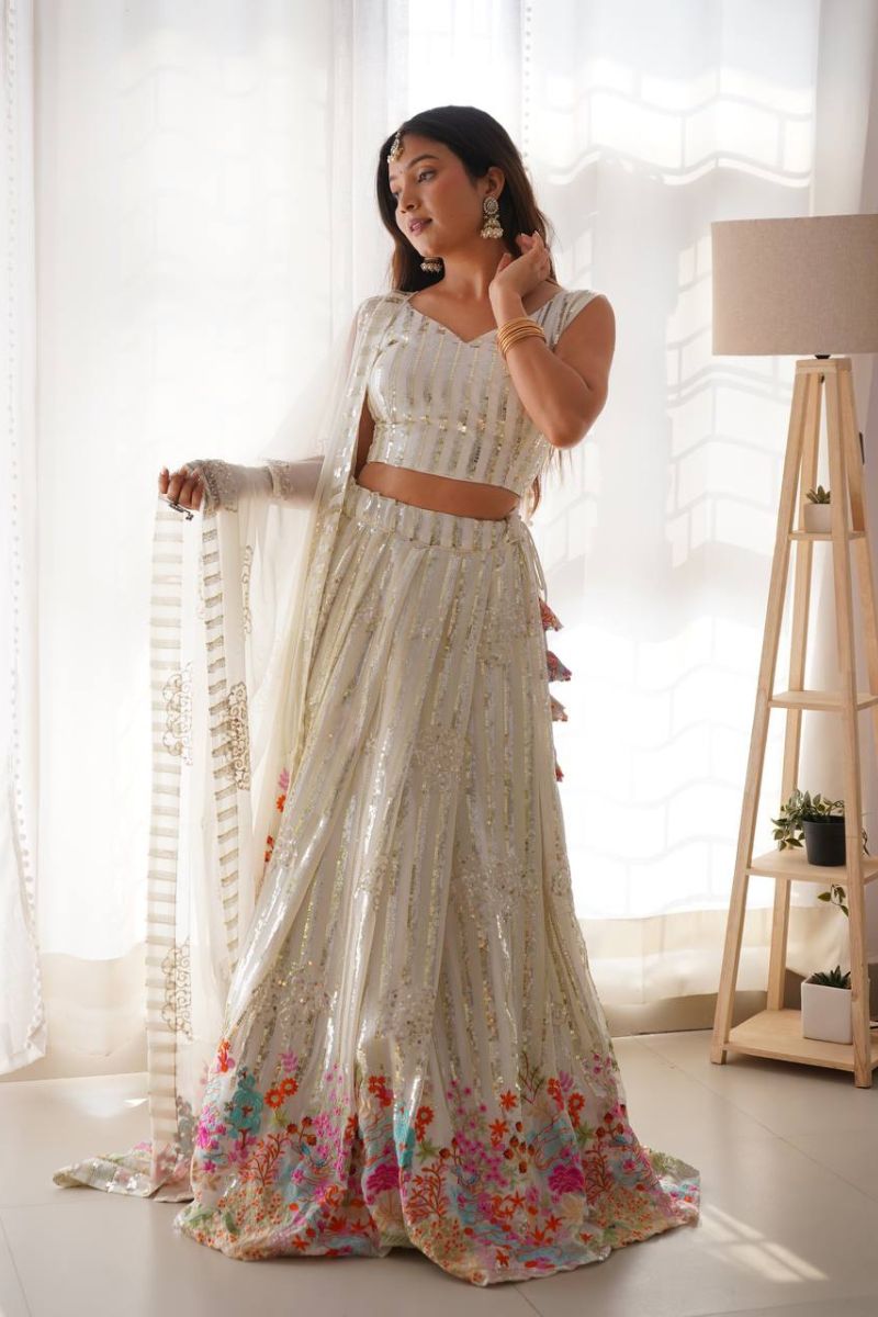 Semi-Stitched Party Wear Lehenga for Women