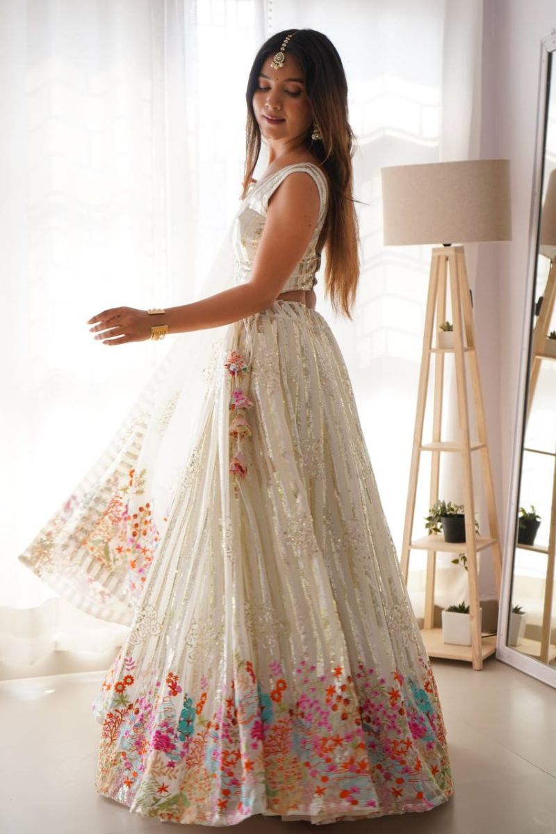 Semi-Stitched Party Wear Lehenga for Women